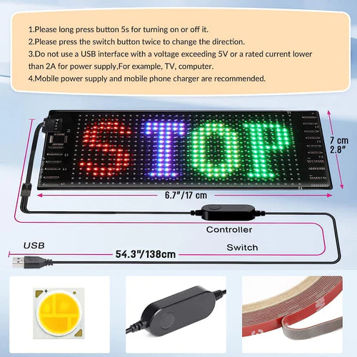Free Shipping Model 1632 Flexible USB 5V Car LED Sign Bluetooth App Co –  LightingWill