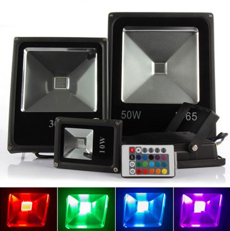 LightingWill RGB Color Changing LED Floodlight with Remote Controller IP65 Waterproof