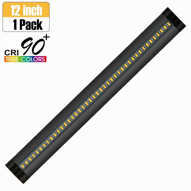 1 PACK 7mm Thick Black Finish LED Under Cabinet Lighting Dimmable Kit CRI90 300LM SMD2835 12V 5W (10W Replacement) with Dimmer & Power Supply Included