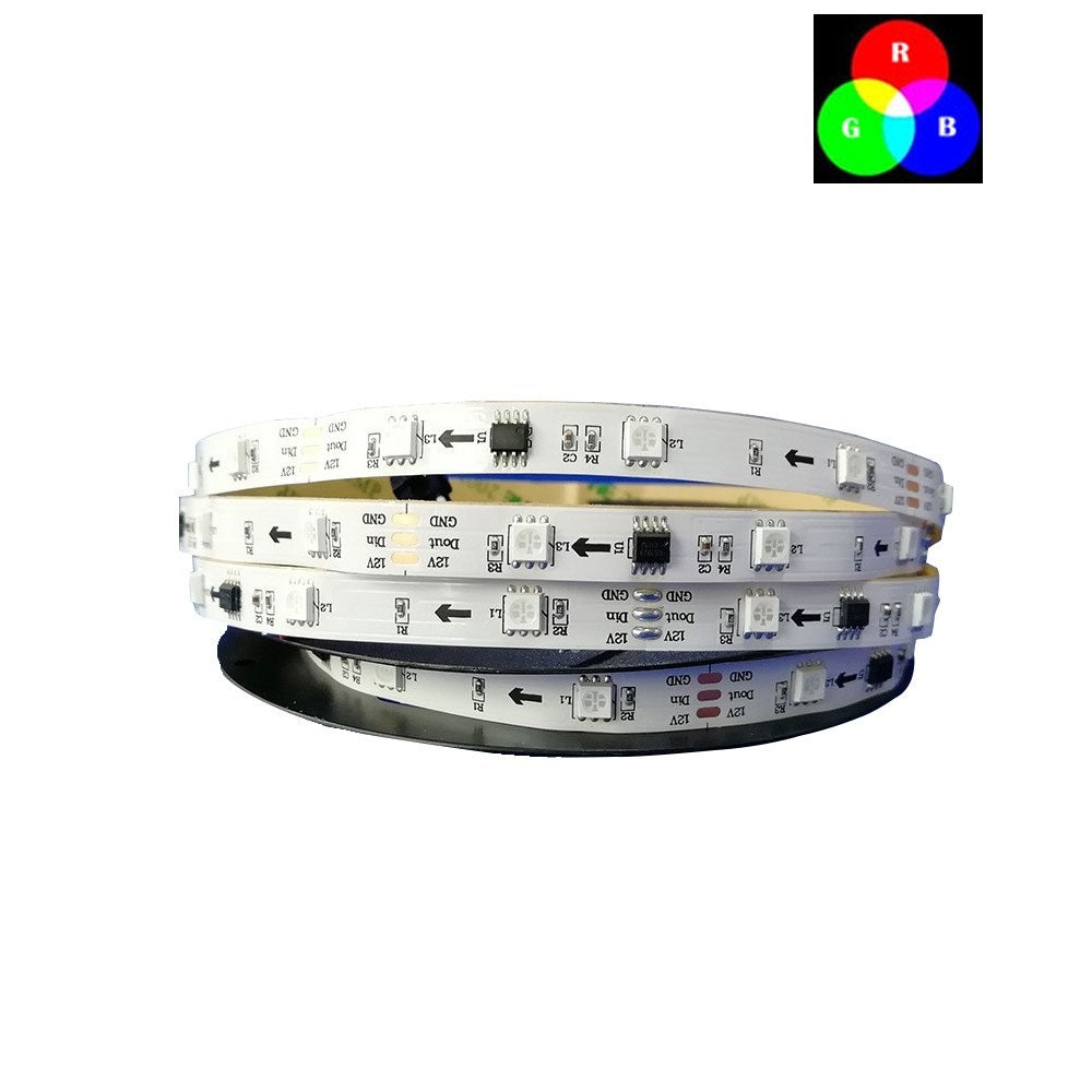 DC 12V TM1914 Breakpoint Continuingly RGB Color Changing Addressable LED Strip Light 5050 RGB 16.4 Feet (500cm) 60LED/Meter LED Pixel Flexible Tape White PCB
