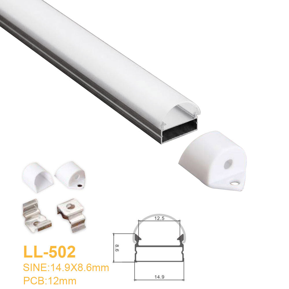 14.9MM*8.6MM LED Aluminum Profile with Semiround Milky White Cover, Ceiling or Wall Mounted for LED Rigid Strip Lighting System