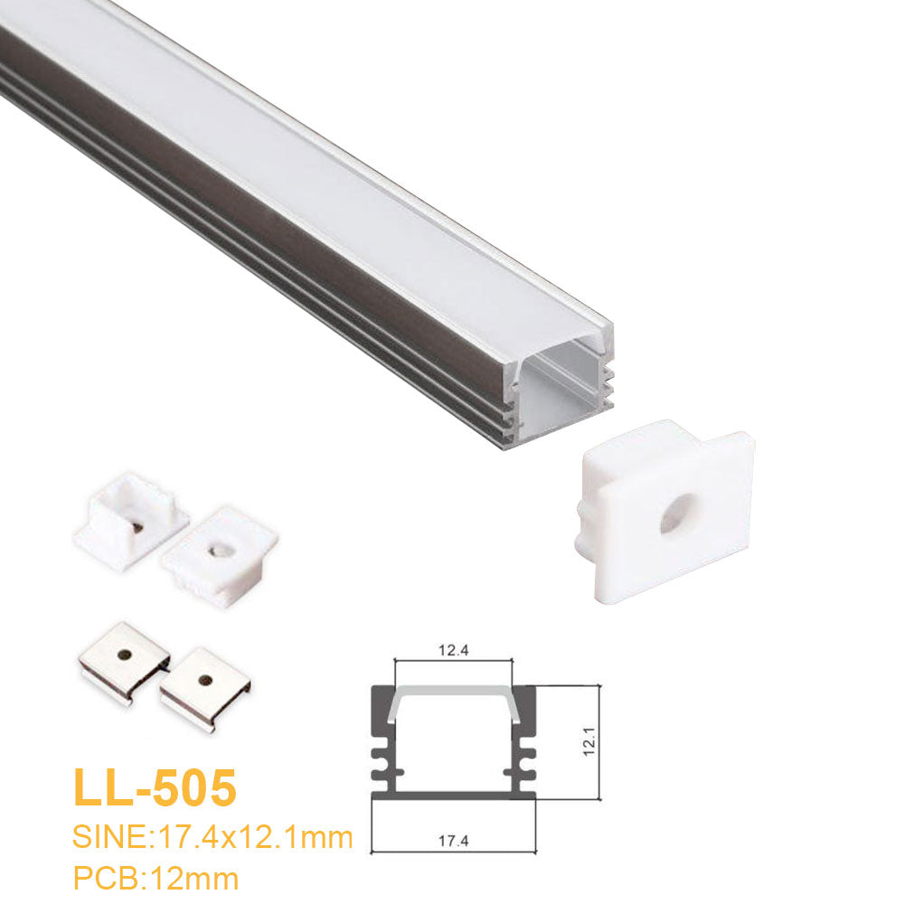 17.4MM*12.1MM LED Aluminum Profile for LED Rigid Strip Lighting with Ceiling or Wall Mounting