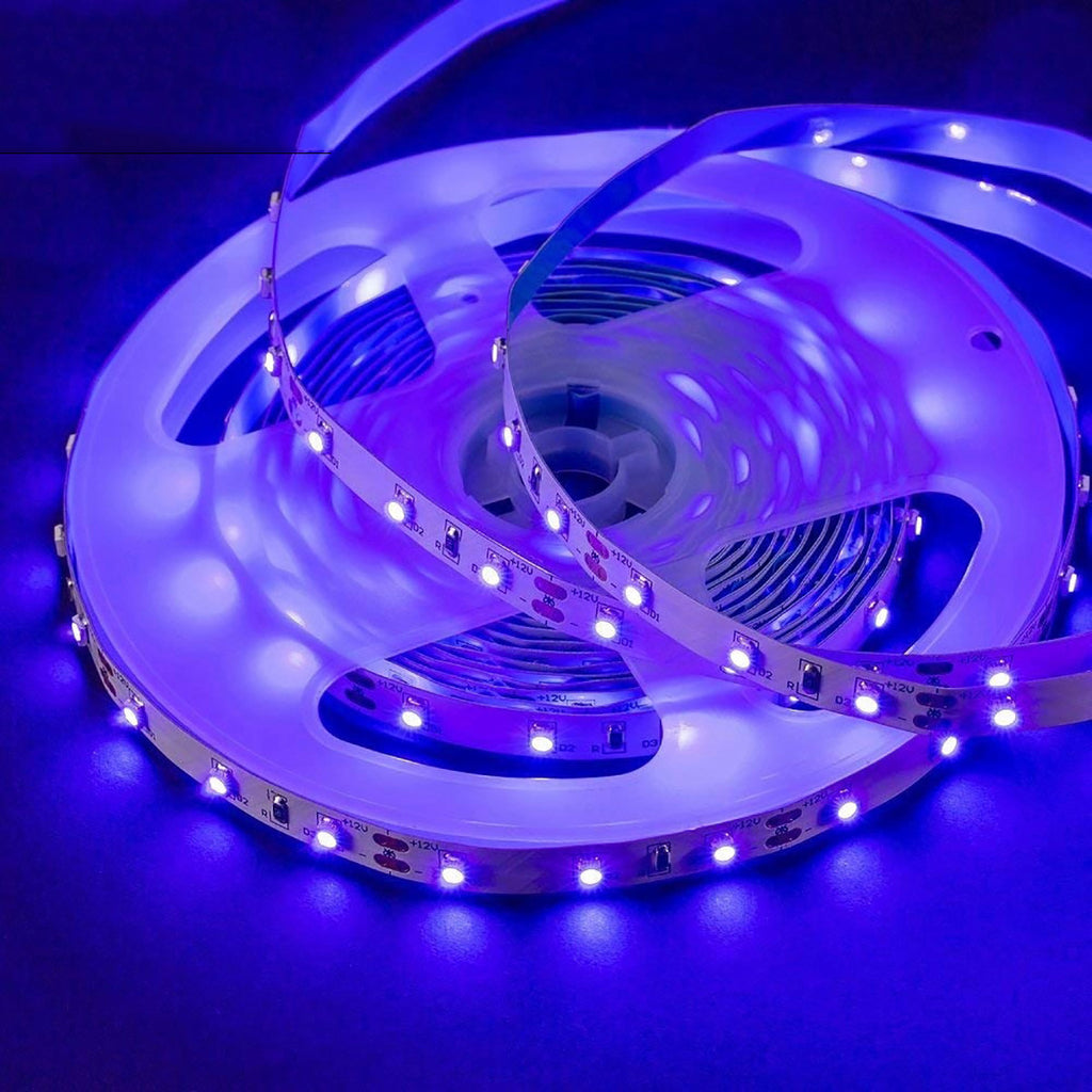 5 Meter (16.4 Feet) UV Ultraviolet 365~395nm SMD2835-300 12VDC 24Watt 60LED/Meter  Flexible LED Strip Lights