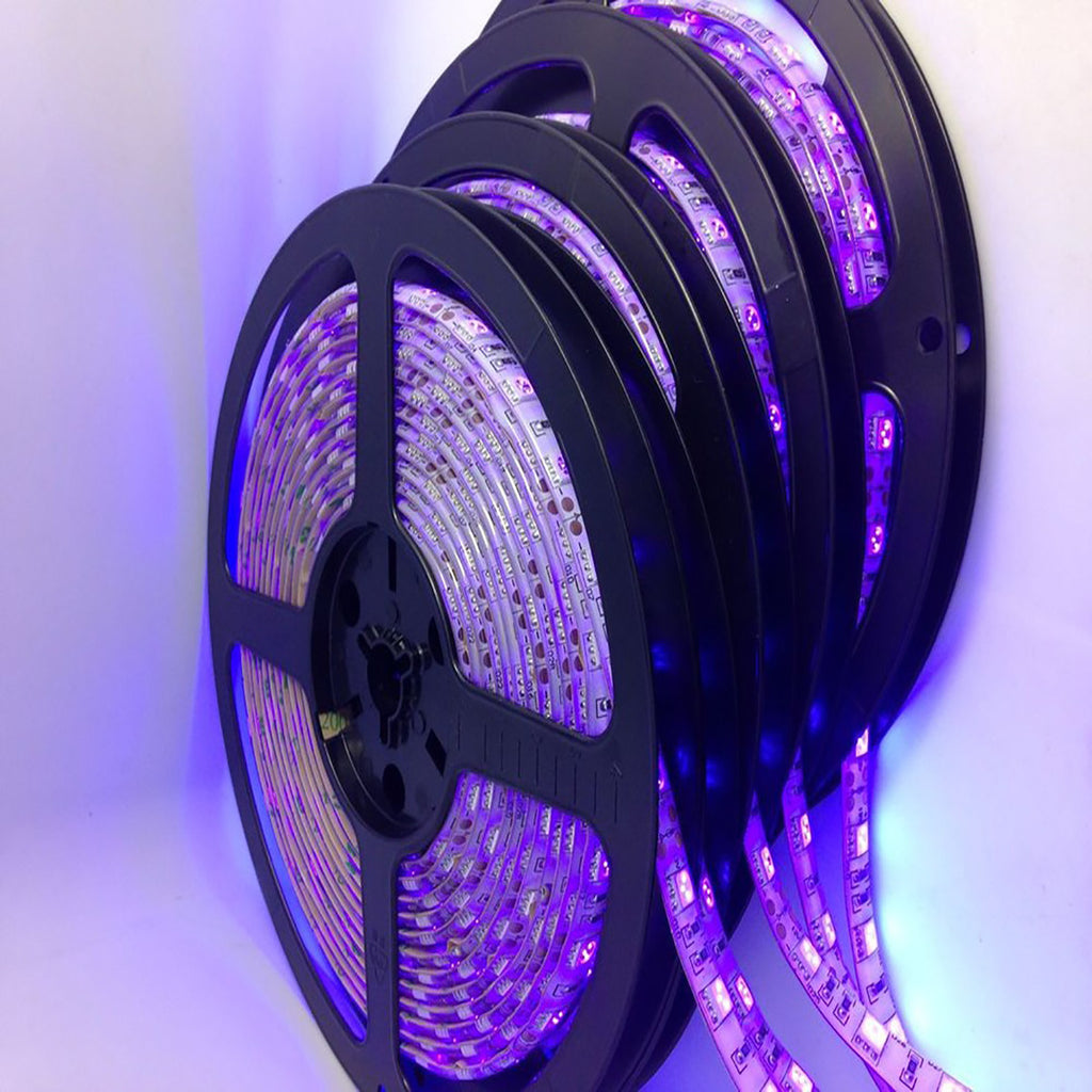 5 Meter (16.4 Feet) UV Ultraviolet 365~395nm SMD5050-300 12VDC 72Watt 60LED/Meter  Flexible LED Strip Lights