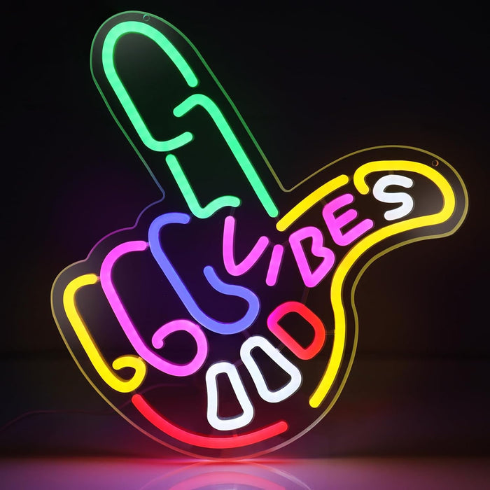 Good Vibes Neon Sign, Dimmable Good Vibes Only Neon Signs Light with ON/OFF Switch, USB Powered Neon Signs for Wall Decor, Colorful Light Up LED signs for Bedroom Game Room Party Club Decor