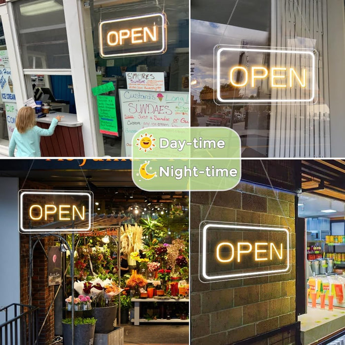 Open Signs 16"x 9"for Business, Adjustable Brightness Neon Open, Bright Electric Light Up Open Sign with 5V USB power for Bars, Stores, Coffee Shop, Hotel, Window, Outdoor.