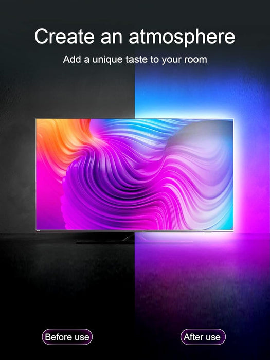 A2-Classic LED TV Backlight for TV, Computer and Gaming, RGB Colorful light behind，Easy to install, flawless fit