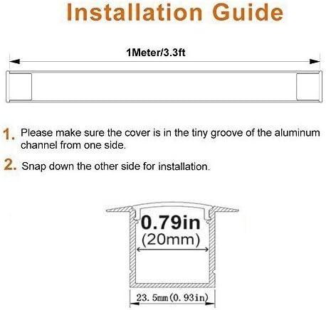 LightingWill Spot Free U Shape LED Aluminum Channel 5-Pack 3.3ft/1M 36x24mm Anodized Silver Track Internal Width 20mm with Cover End Caps Mounting Clips for Cabinet Kitchen LED Strip Lighting-U05S5