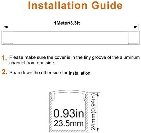 LightingWill Spot Free U Shape LED Aluminum Channel 10-Pack 3.3ft/1M 24x24mm Anodized Black Track Internal Width 20mm with Cover End Caps Mounting Clips for Cabinet Kitchen LED Strip Lighting-U06B10