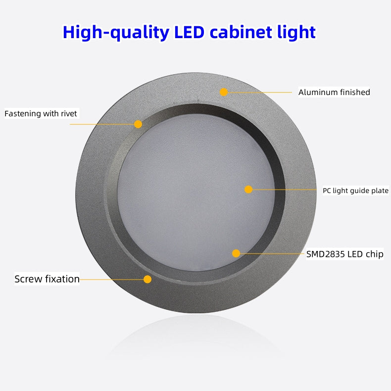 4pcs Pack LED Under Cabinet Lighting 2.5W 12VDC Ultra Thin, 3 Switches are Available Controllable Puck Light for Motorhome, Caravan, Truck, Kitchen, Wine Cabinet, Wardrobe