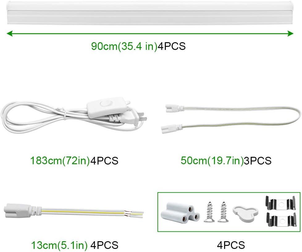 LightingWill LED T5 Integrated Fixture 3FT, Warm White 3000~3500K, 14W, Linkable LED Shop Light, LED Ceiling Light and Under Cabinet Light, Corded Electric with Built-in ON/Off Switch,(4 Pack)