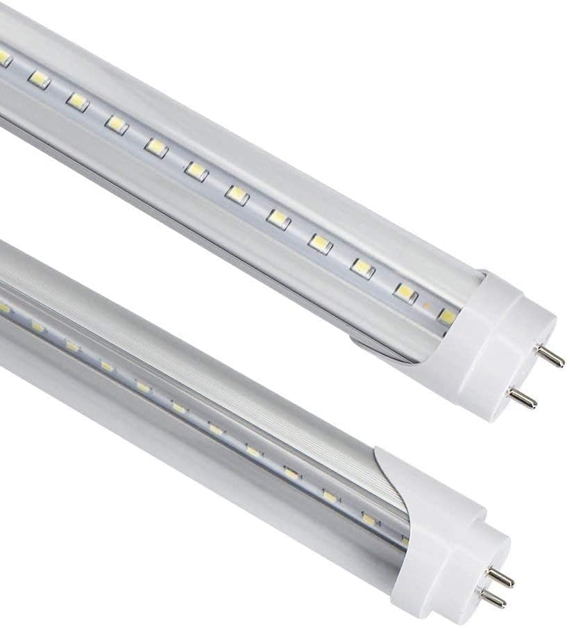 LightingWill LED T8 Light Tube 4FT, Daylight White 5000K, Dual-End Powered Ballast Bypass, 2000Lumen 18W (40W Equivalent Fluorescent Bulb Replacement), Clear Cover, AC85-265V Lighting Fixture, 1 Pack