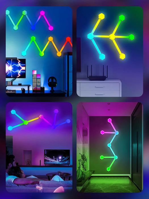 RGB Glide Wall Light Bar, Modular RGB+W Neon Lights, Works with Alexa and Google Assistant, Smart Modern Music Sync Decor Ambient Lamp for Gaming Party Living Room Bedroom