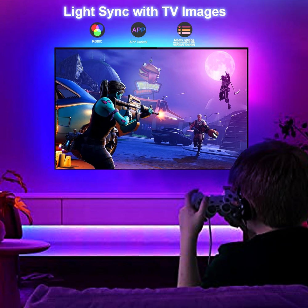 A3-LED Backlights Sync to Computer, Color Chasing RGB TBacklight Smart LED Light Bar for Gaming, Room, Bedroom, Party Decor