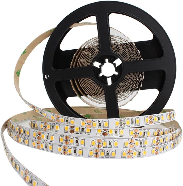 LightingWill LED Strip Light CRI90 SMD3528 16.4Ft(5M) 600LEDs Warm White 3000K-3500K 120LEDs/M DC12V 48W 9.6W/M 8mm White PCB Flexible Ribbon Strip with Adhesive Tape Non-Waterproof H3528WW600N