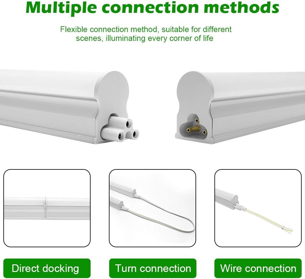 LightingWill LED T5 Integrated Fixture 3FT, Warm White 3000~3500K, 14W, Linkable LED Shop Light, LED Ceiling Light and Under Cabinet Light, Corded Electric with Built-in ON/Off Switch,(4 Pack)