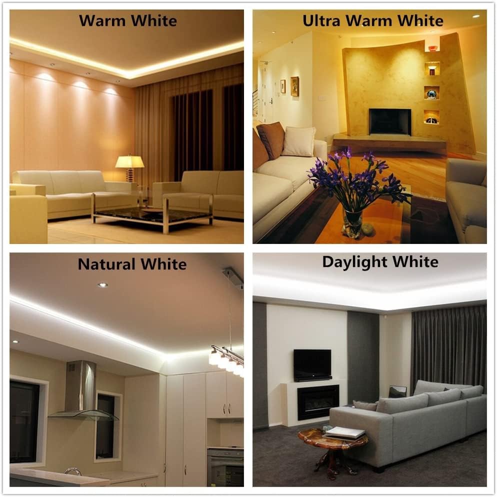 LightingWill LED Strip Lights CRI90 SMD2835 300LEDs 16.4Ft/5M Ultra Warm White 2700K-3000K DC12V 60W 60LEDs/M 12W/M 8mm White PCB Flexible Ribbon Strip with Adhesive Tape Non-Waterproof H2835UWW300N