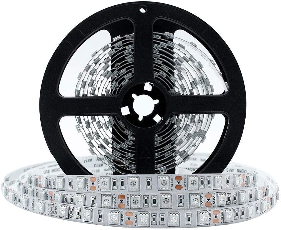 LightingWill Ultraviolet LED Strip, LightingWill 365nm-370nm 16.4FT 72W 5M 12V SMD5050 300LEDs UV Ultraviolet Non-waterproof Tri-chip 10mm White PCB Flexible LED Strips 60LEDs/M 14.4W/M, for UV Curing, Metal Crack