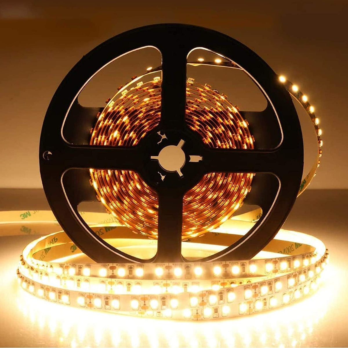 LightingWill LED Strip Lights CRI90 SMD2835 300LEDs 16.4Ft/5M Ultra Warm White 2700K-3000K DC12V 60W 60LEDs/M 12W/M 8mm White PCB Flexible Ribbon Strip with Adhesive Tape Non-Waterproof H2835UWW300N