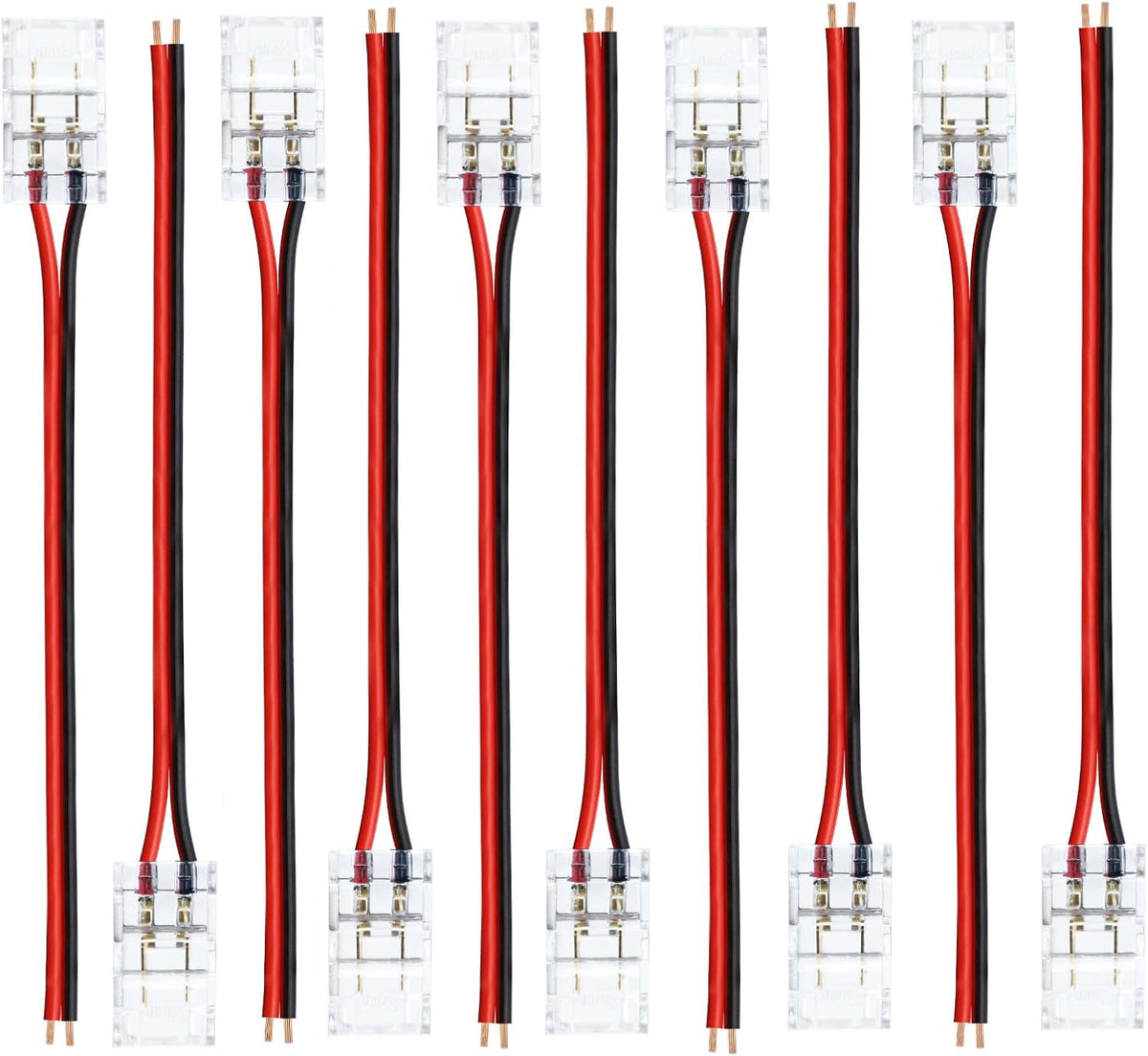 LightingWill LED Strip Connectors 2Pin 8mm, 10 PCS LED Connectors Solderless Pigtail for Single Color LED Light Strips, Compatible with COB/SMD 2835 3528