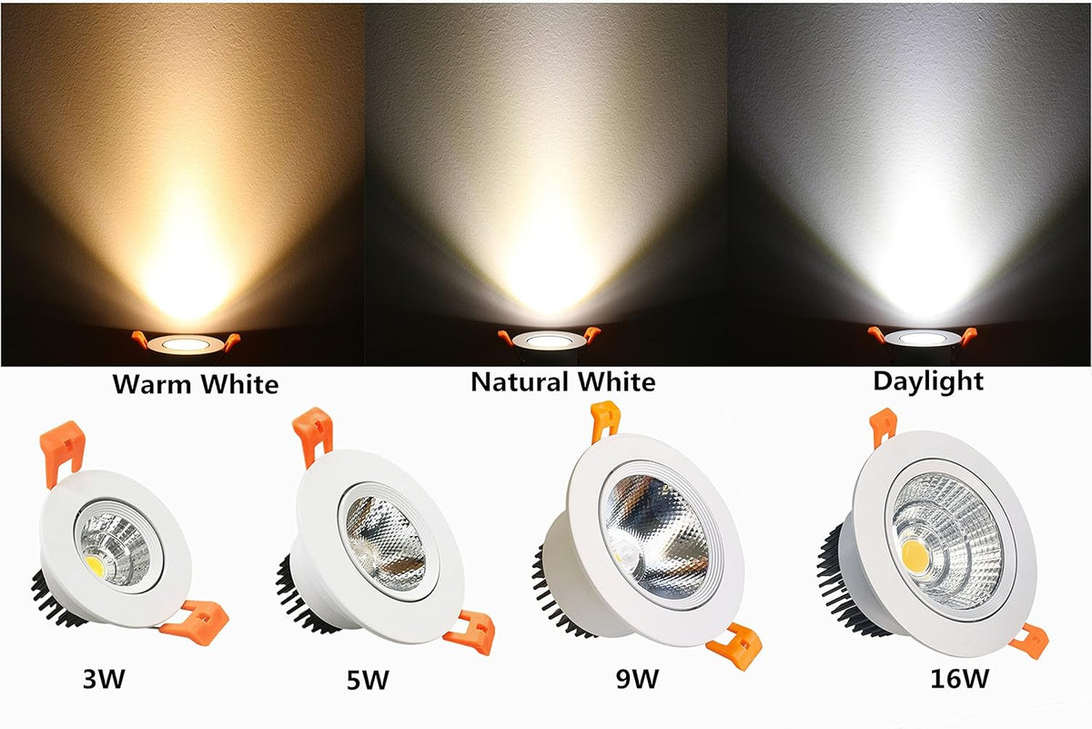 LightingWill 2inch LED Dimmable Downlight, 3W COB Recessed Ceiling Light, Warm White 3000K-3500K, CRI80, 25W 220LM Halogen Bulbs Equivalent, White (10 Pack)