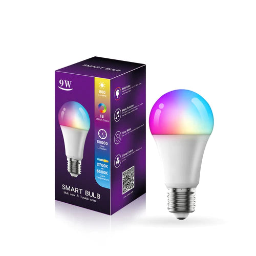 4Pack 9W LED Light Bulb E27 Base RGBCCT Bluetooth APP Controlled Smart Light Bulbs Sycn with Music
