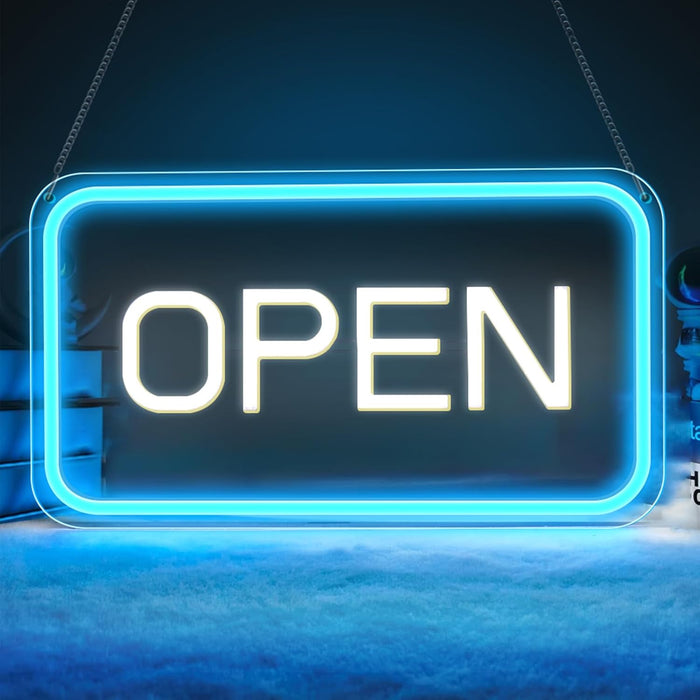 Open Signs 16"x 9"for Business, Adjustable Brightness Neon Open, Bright Electric Light Up Open Sign with 5V USB power for Bars, Stores, Coffee Shop, Hotel, Window, Outdoor.