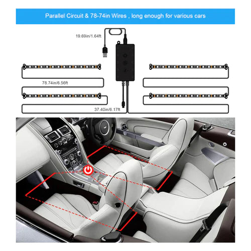 Led light strip for Cars Inside car Lighting interior Glow Color