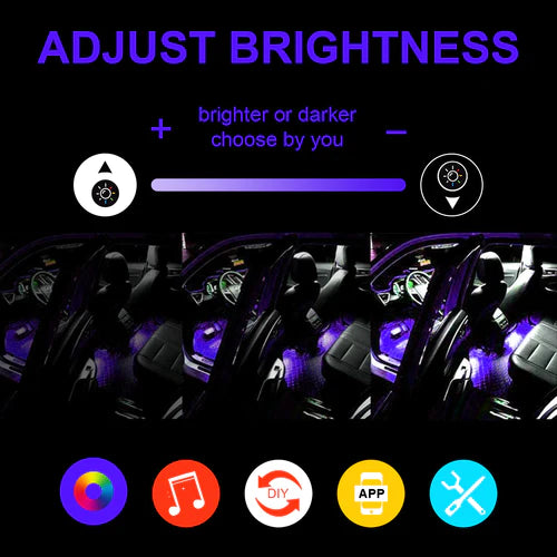 Auto Led Streifen Auto Interieur Led 4pcs 48 LEDS Multicolor RGB