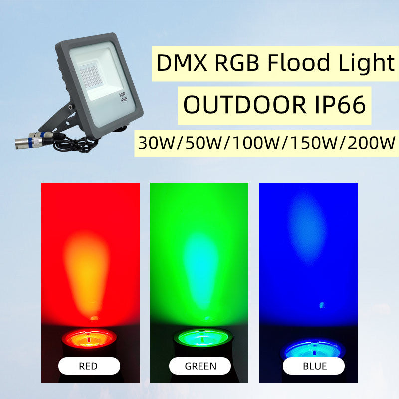 DMX512 RGB LED Flood Light 30W AC110-220V Outdoor IP66 LED WallWasher GREY Aluminum Case Tempering Glass Cover High Lumen Security Light,Tunnel Spotlight Garden Landscape Lawn Lamp