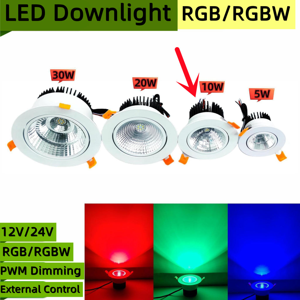 FREE SHIPPING 4 Pack RGBW LED 10W Recessed Ceiling Lights Photo Wall Lighting Light Fixtures Recessed Downlight Energy Saving Clothing Store Hotel Lighting Bar Lighting Dancing Room Lighting