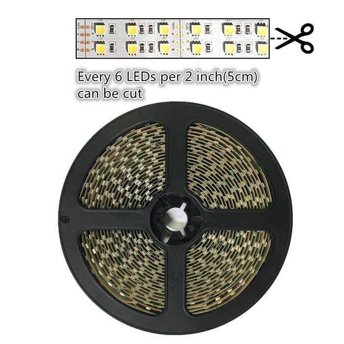 DC 12V Dimmable SMD5050-600 Double Row Flexible LED Strips 120 LEDs Per Meter 15mm Width 1800lm Per Meter