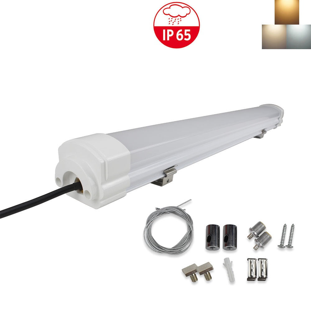 LightingWill  Weatherproof IP65 Non-dimmable LED Linear Batten 2 / 3 / 4 /5 Feet (600mm) 18W in Aluminum + PC Housing- Model A