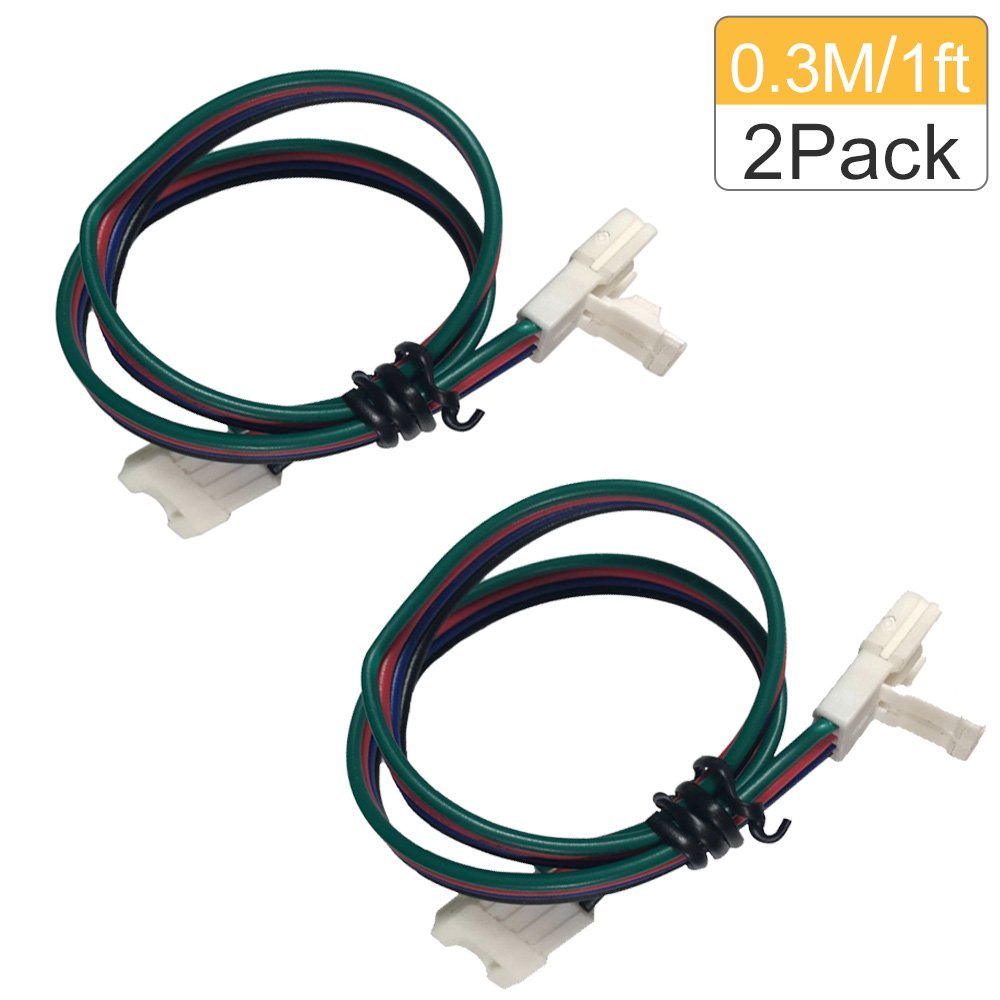 2 Pack (2016 Updated Version) Solderless Jumper Snap Down 4Conductor LED Strip Connectors for 10mm Wide SMD5050 RGB Color Flex LED Strips