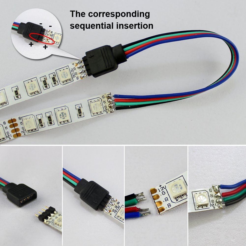 Pack RGB LED Strips Connector with 4Pin plug RGB LED – LightingWill
