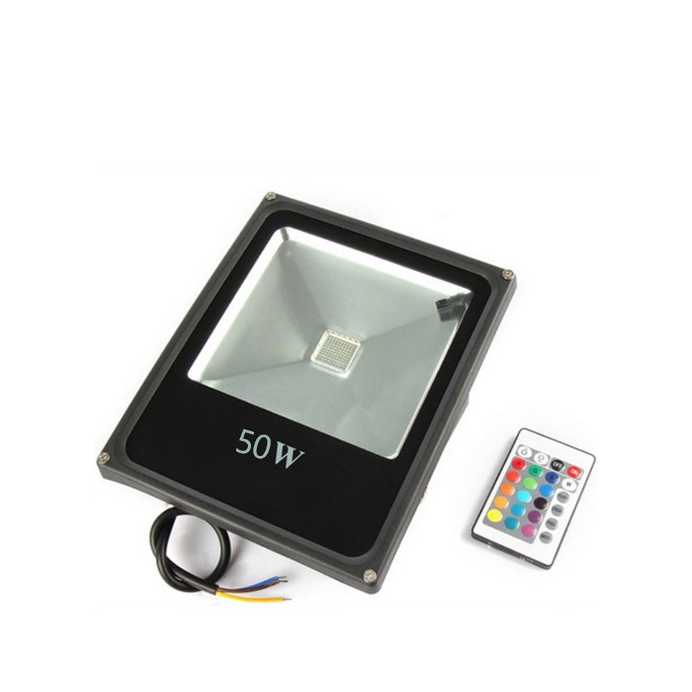 LightingWill RGB Color Changing LED Floodlight with Remote Controller IP65 Waterproof