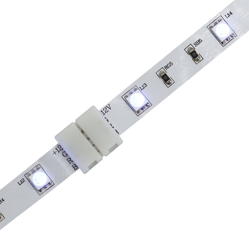 LightingWill RGB LED Strip Connector 4Pin 10mm Wire Solderless Snap Down 4Pin Conductor for 10mm Wide 5050 RGB Color Flex LED Strips
