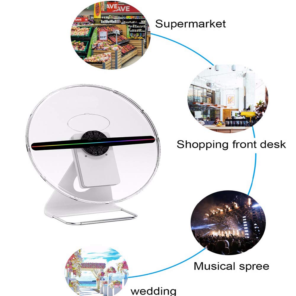 30cm 3D Hologram Fan Unique Design with Patent, Battery Powered Holograma Advertising Logo Projector LED Fan Display