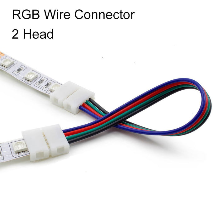 LightingWill RGB LED Strip Connector 4Pin 10mm Wire Solderless Snap Down 4Pin Conductor for 10mm Wide 5050 RGB Color Flex LED Strips