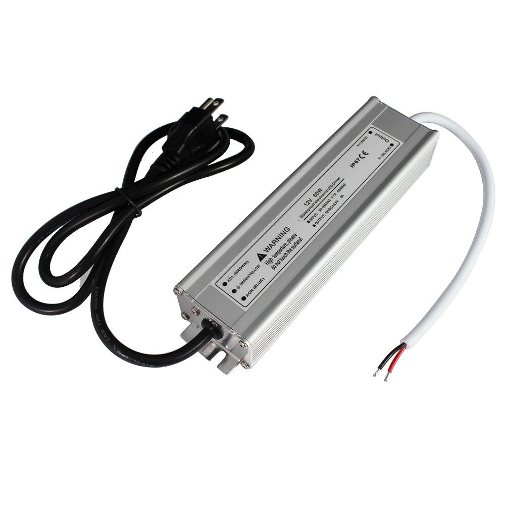 LightingWill LED Driver 100 Watts Waterproof IP67 Power Supply Transformer,  90-265V AC to 12V DC Low Voltage Output, Adapter with 3-Prong Plug 3.3