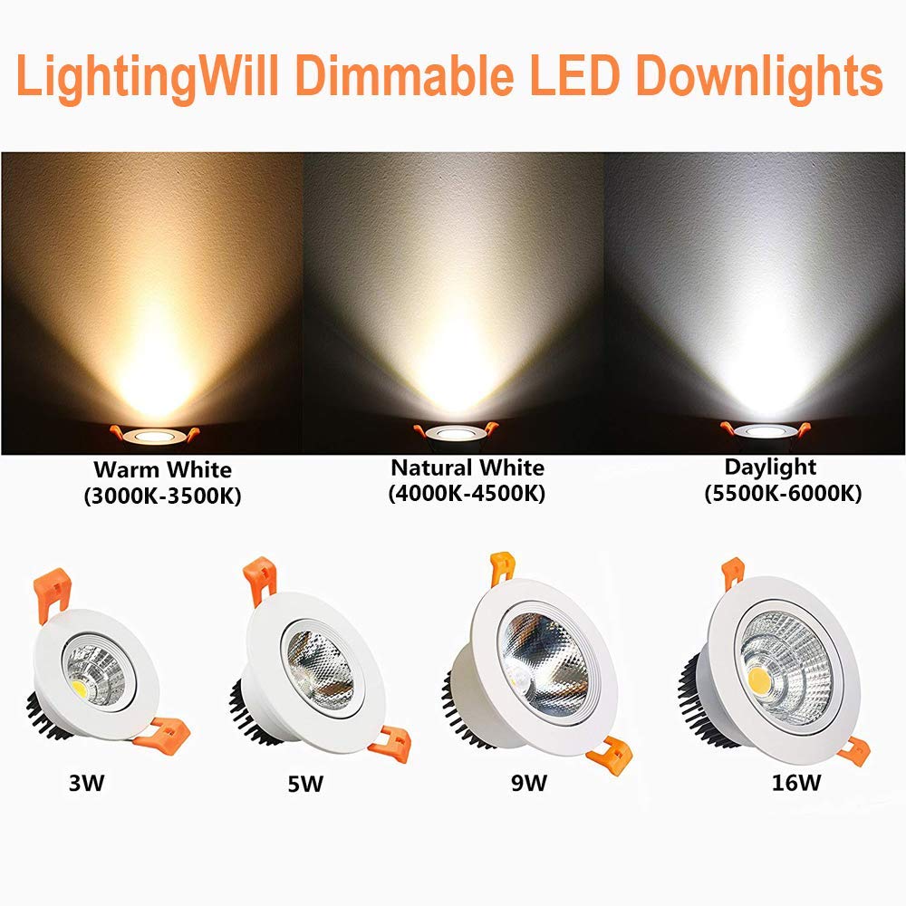 Led Downlight 3w Dimmable Cri80 Cob