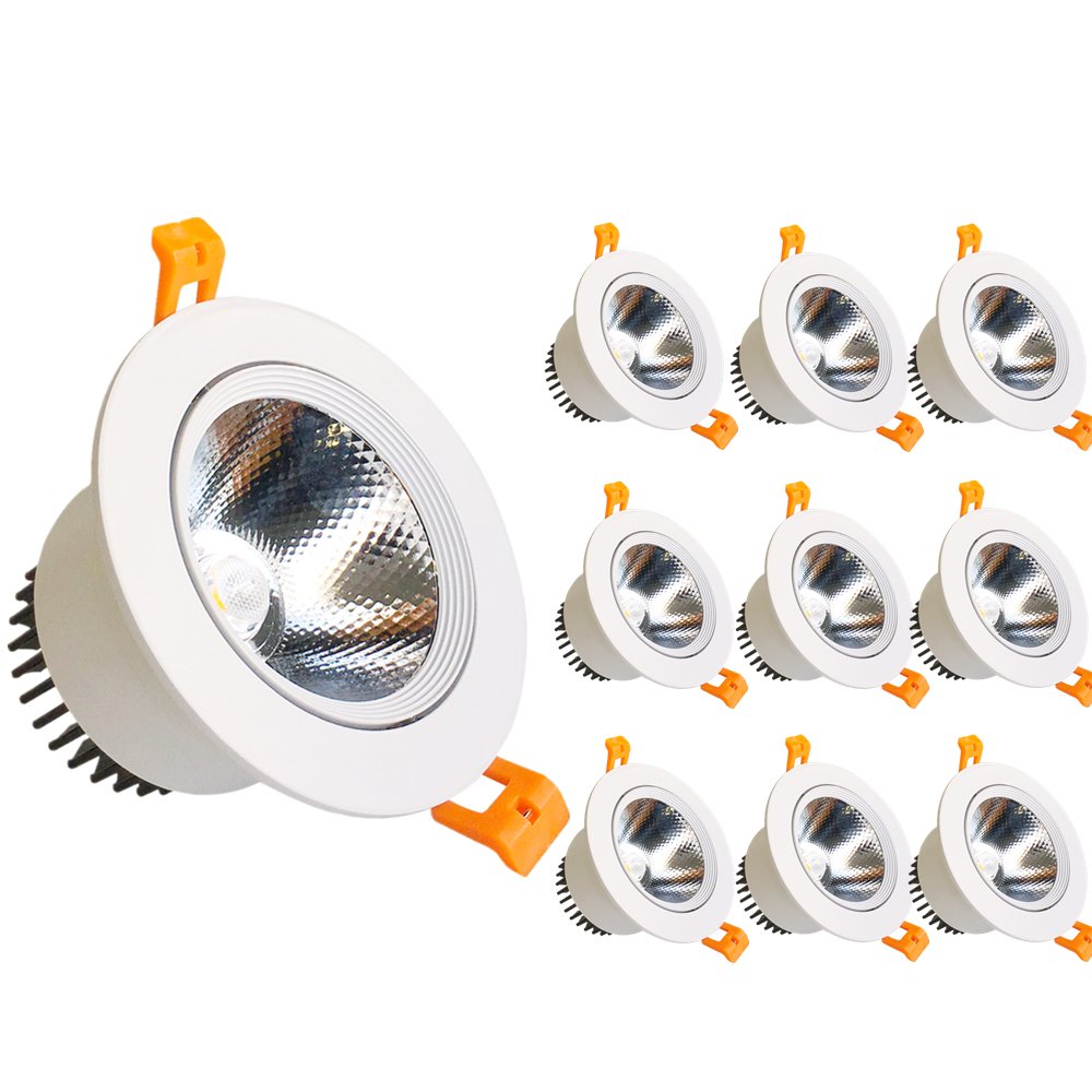 LED Downlight 9W Dimmable CRI80 COB Directional Recessed Ceiling Light Cut-out 3.35in (85mm) 60 Beam Angle 80W Halogen Bulbs Equivalent