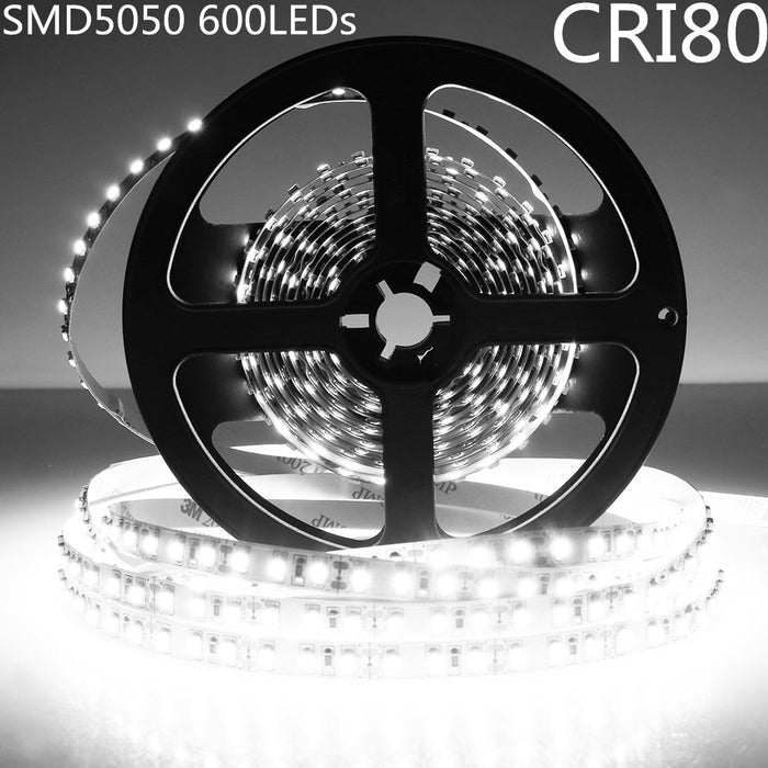 DC 12V Dimmable SMD5050-600 Double Row Flexible LED Strips 120 LEDs Per Meter 15mm Width 1800lm Per Meter