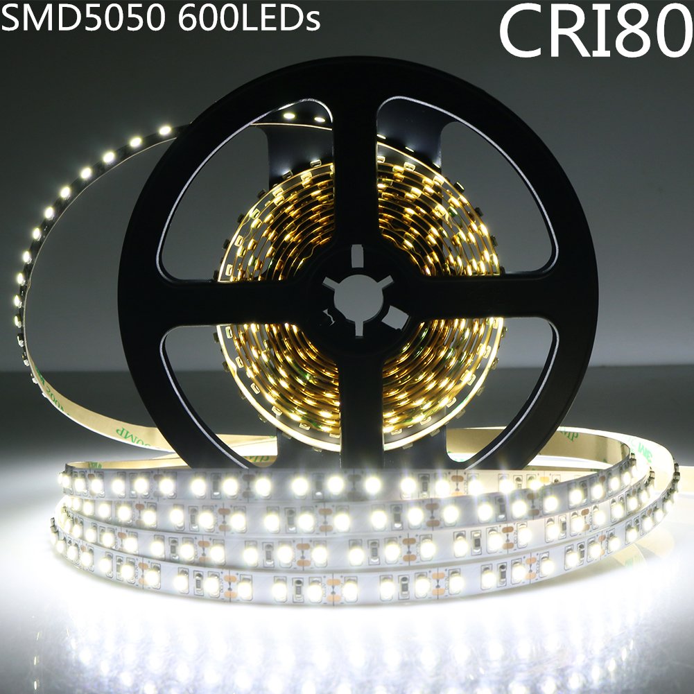 DC 12V Dimmable SMD5050-600 Double Row Flexible LED Strips 120 LEDs Per Meter 15mm Width 1800lm Per Meter