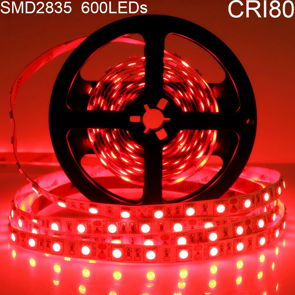 DC12V Rot/Blau/Gelb/Grün 84W 7A 5Meter (16.4Ft) SMD2835 600LEDs/Rolle Farbwiedergabeindex CRI80 Flexible LED-Streifen 1900LM/M 8mm breite weiße Leiterplatte