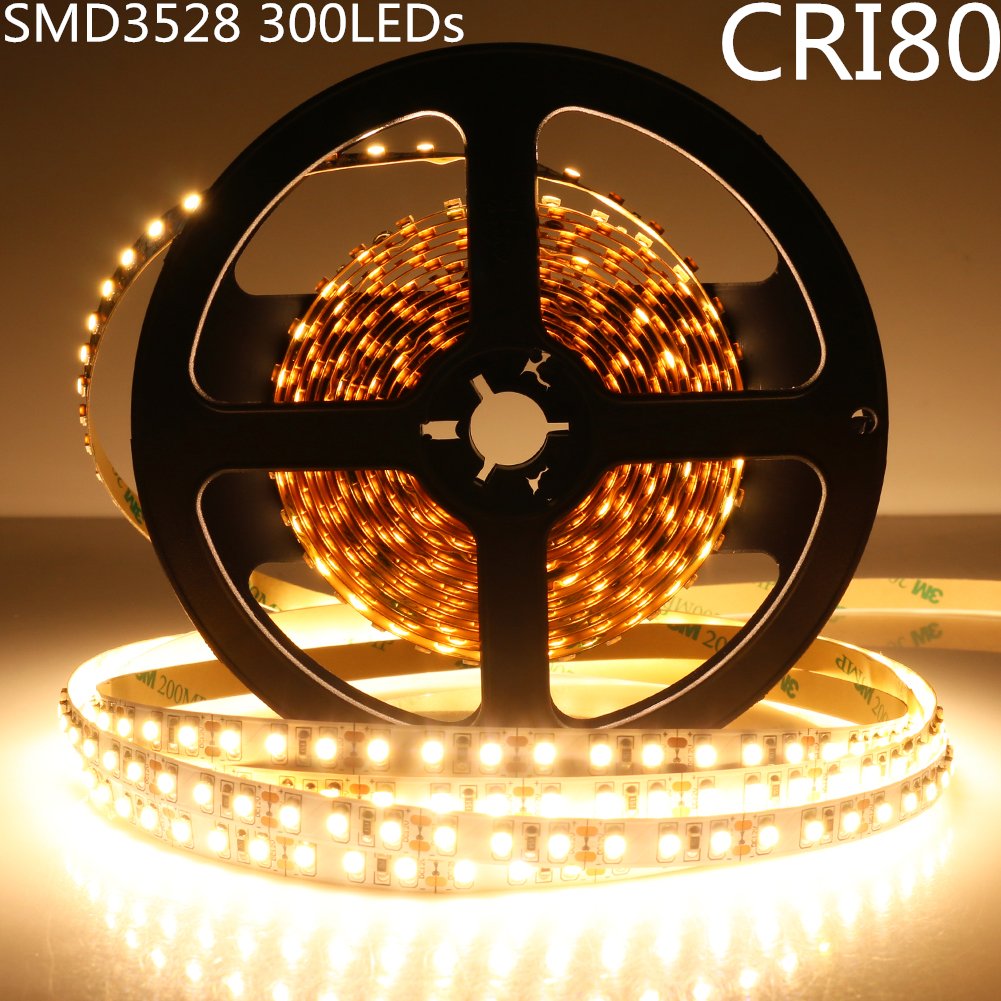 DC 12V Dimmable SMD3528-300 Flexible LED Strips 60 LEDs Per Meter 8mm Width 300lm Per Meter