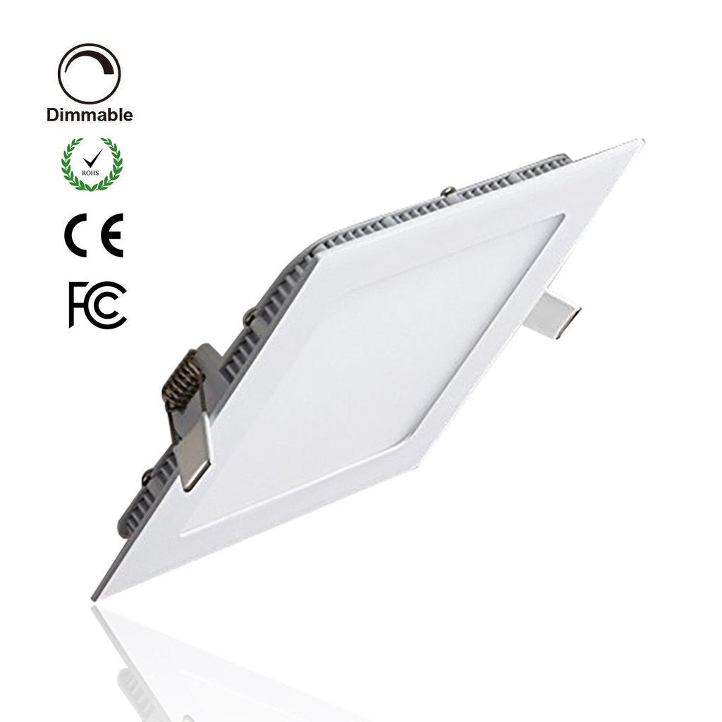 White Trim LED Panel Light 10mm Thick Square Shape Low Profile Recessed Ceiling Panel Lamp 100-240V AC