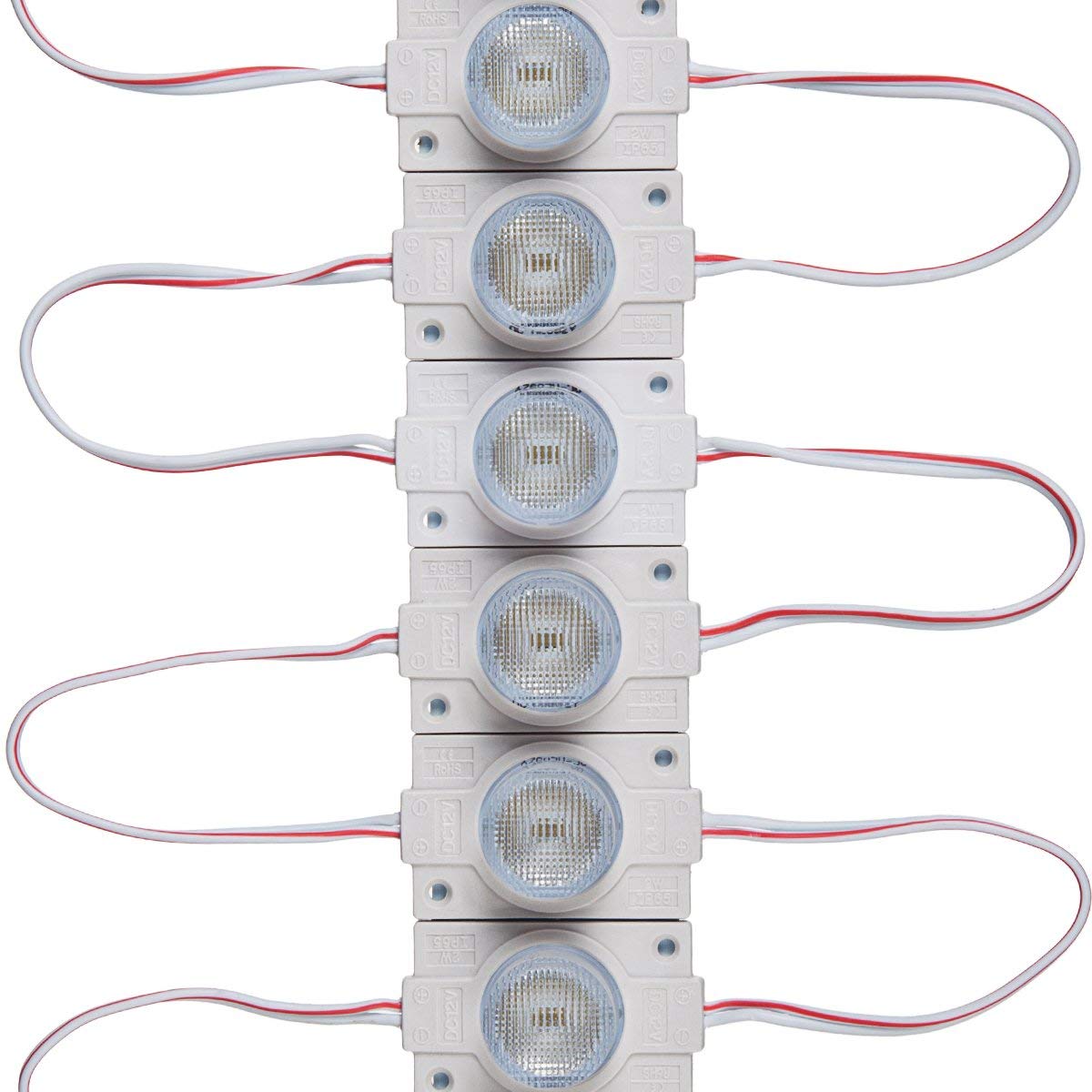 20 Stück/Packung LED-Module mit Linse für Leuchtkasten, DC12V, 110 lm, 1,5 W, wasserdicht, IP65, mit Klebeband auf der Rückseite