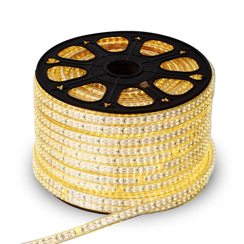 110V-120V AC or 200V - 240V AC Pure White / Warm White LED Strip, SMD2835, 180LED/Meter, Double Row LED Outdoor Waterproof LED Flexible Strip Plug and Play Kit with Power Plug Cord Included