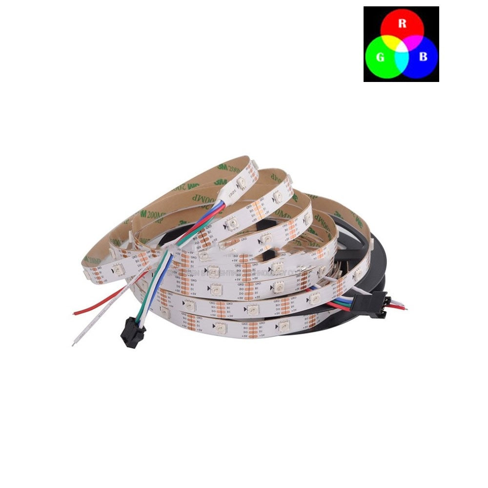 DC 5V TM1914 Breakpoint Continuingly RGB Color Changing Addressable LED Strip Light 5050 RGB 16.4 Feet (500cm) 30LED/Meter LED Pixel Flexible Tape White PCB